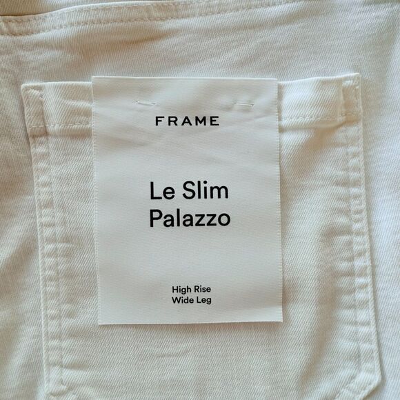 NWT FRAME Denim Le Slim Palazzo High Rise Wide Leg Flare Jeans in White Size 32 - Picture 11 of 15